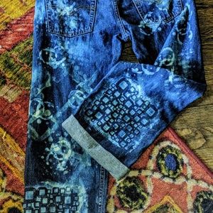 Designed hand bleached  jeans.